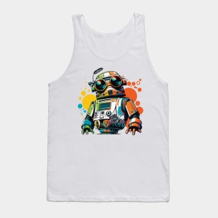 Robot, Colorful With Colorful Circles In The Background Tank Top